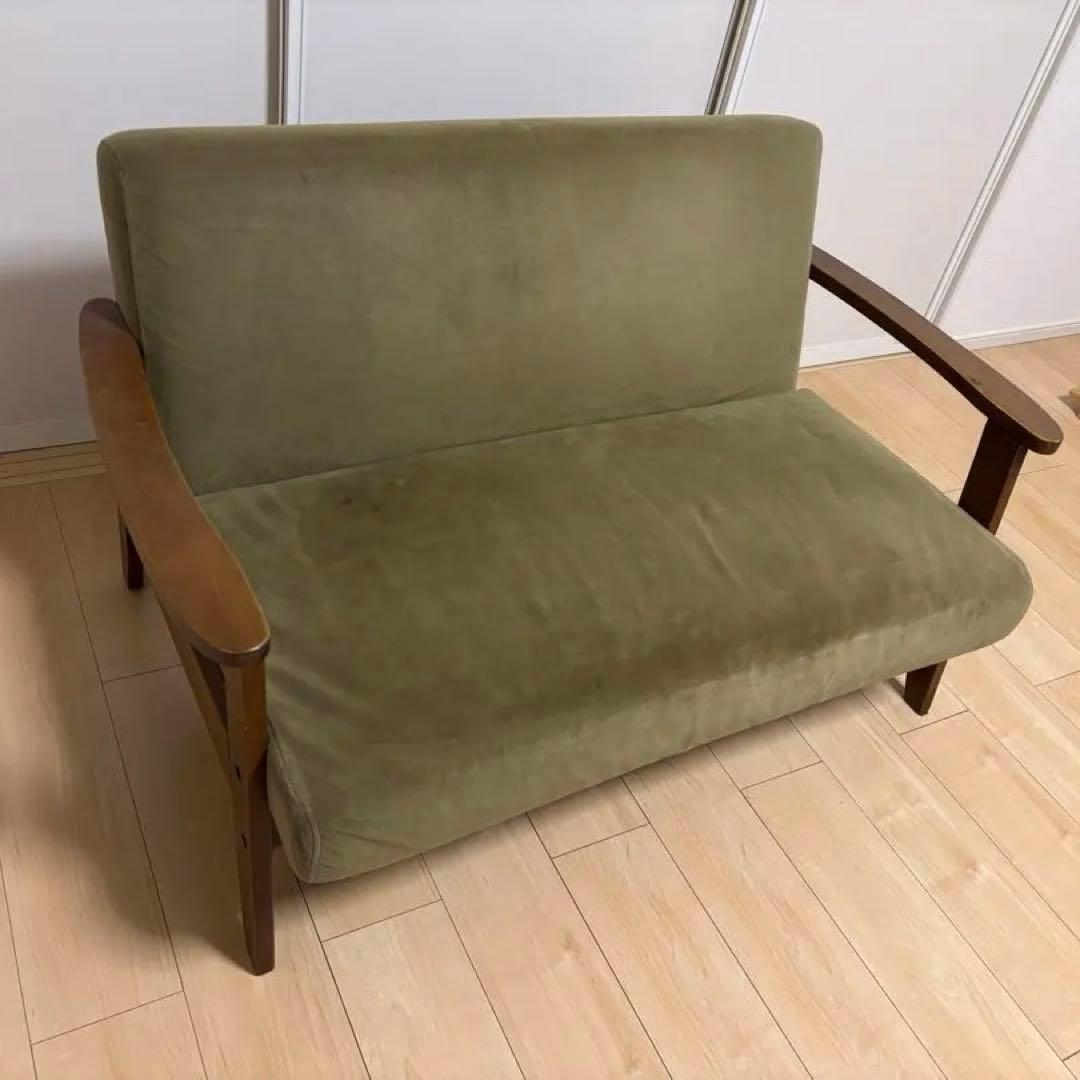 2人掛けソファ グリーン 引き取りは3500円