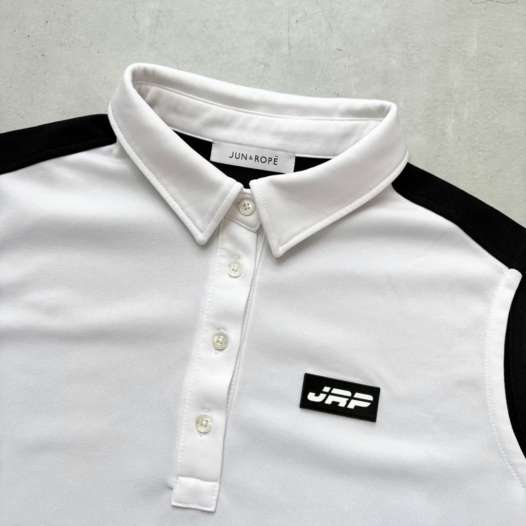 【美品】Jun&Ropé ジュンアンドロペ バイカラー ノースリーブポロシャツ