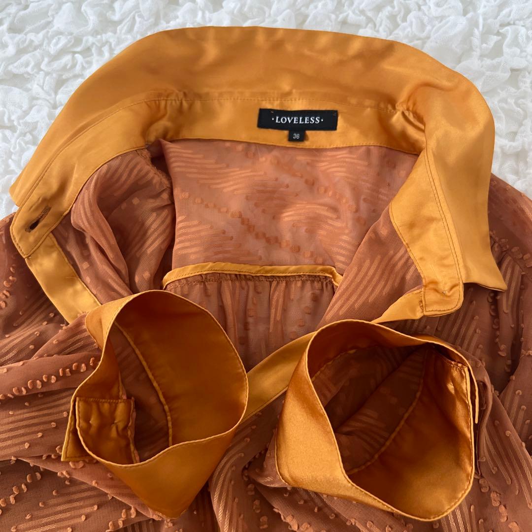 ラブレス　撥水シアーシャツドレス　ロングシャツワンピース　2way 七分袖　S