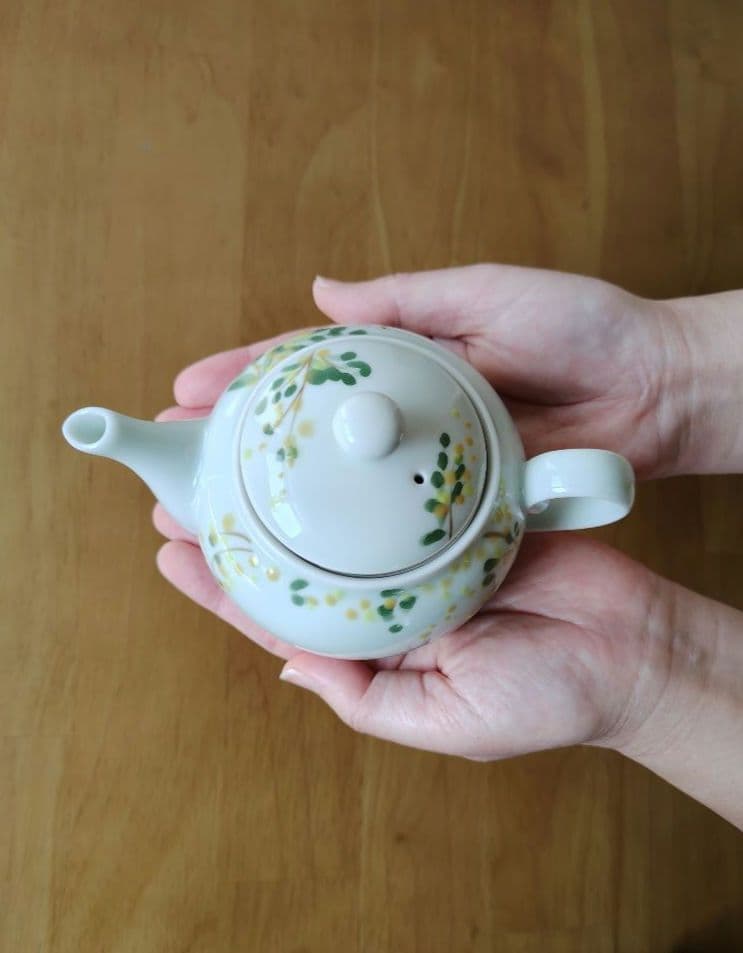 【新品】空萌工房 田口紀美子さん ティーポット ミモザ✕うさぎ✕小鳥