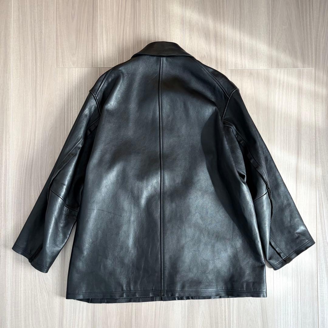 ジャケット・アウター YOKE Cut-Off Leather Car Coat BLACK2 ovy