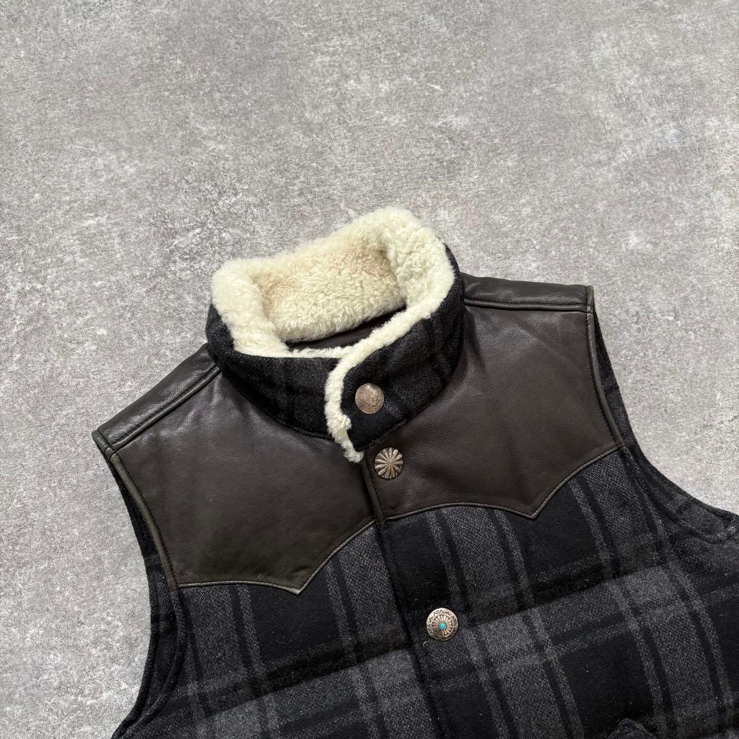 【Ron Herman】 ロンハーマン ダウンベスト レザー切り替え コンチョ