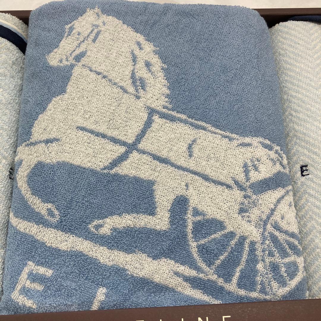 セリーヌ バスタオル　フェイスタオル　馬車　３枚セット