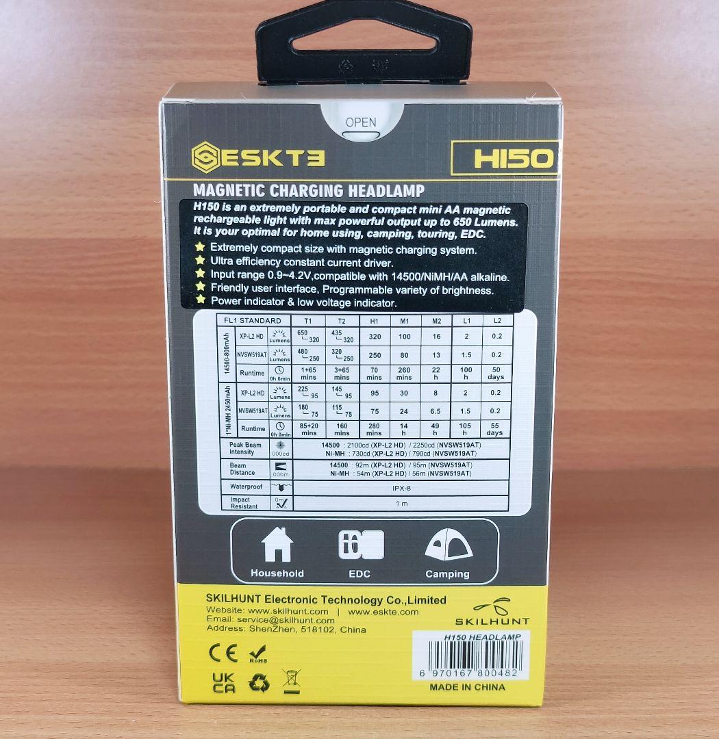 SKILHUNT H150 ブルー 日亜519A 5000K ヘッドランプ