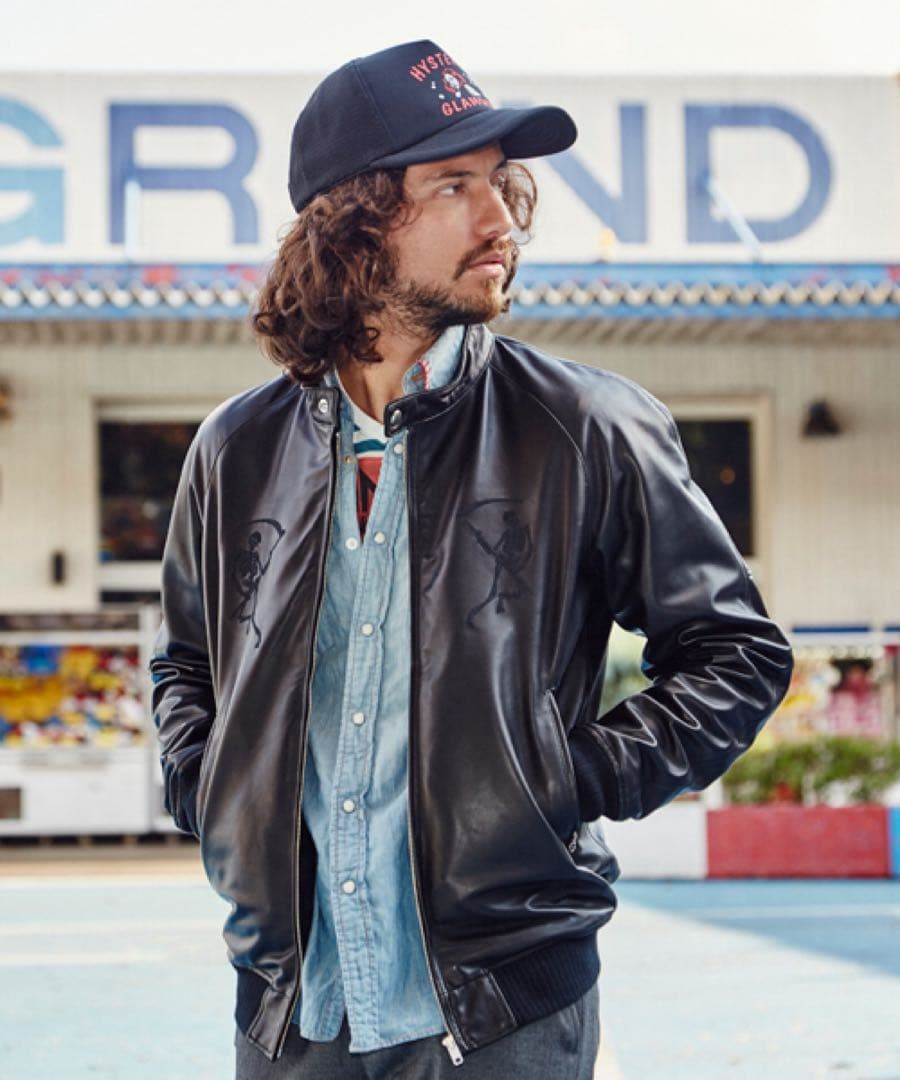 Thee Hysteric XXX 羊革 シングルライダース　骸骨　刺繍