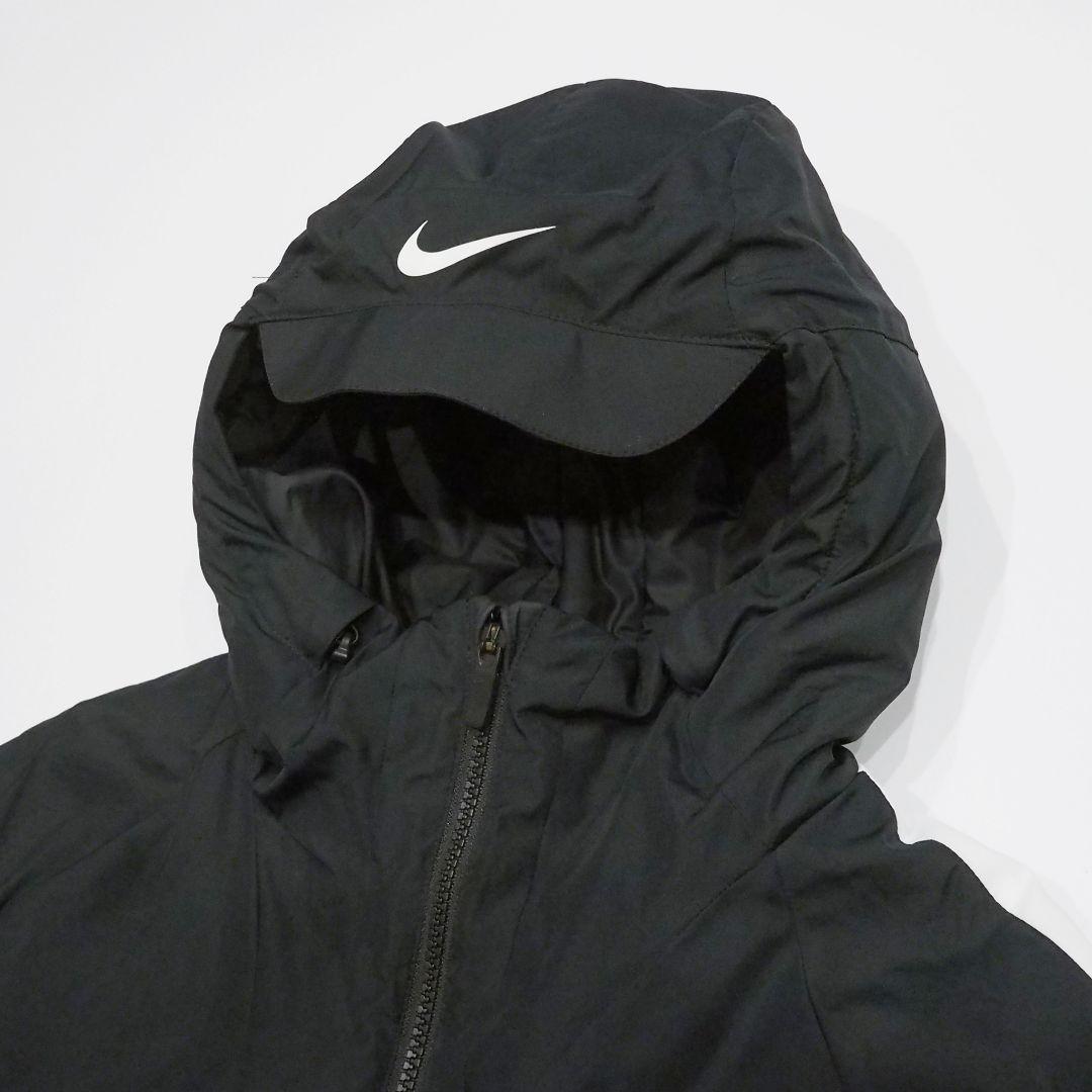 【良品】NIKE ベンチコート フード付き ワンポイントロゴ ブラック Мサイズ