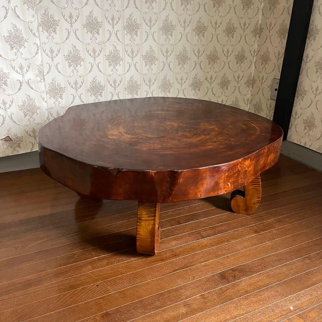 【アンティーク】天然木 一枚板 切り株 座卓 ローテーブル 無垢材 銘木 古家具