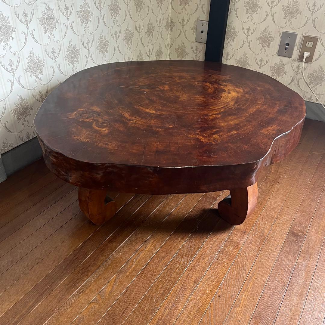 【アンティーク】天然木 一枚板 切り株 座卓 ローテーブル 無垢材 銘木 古家具