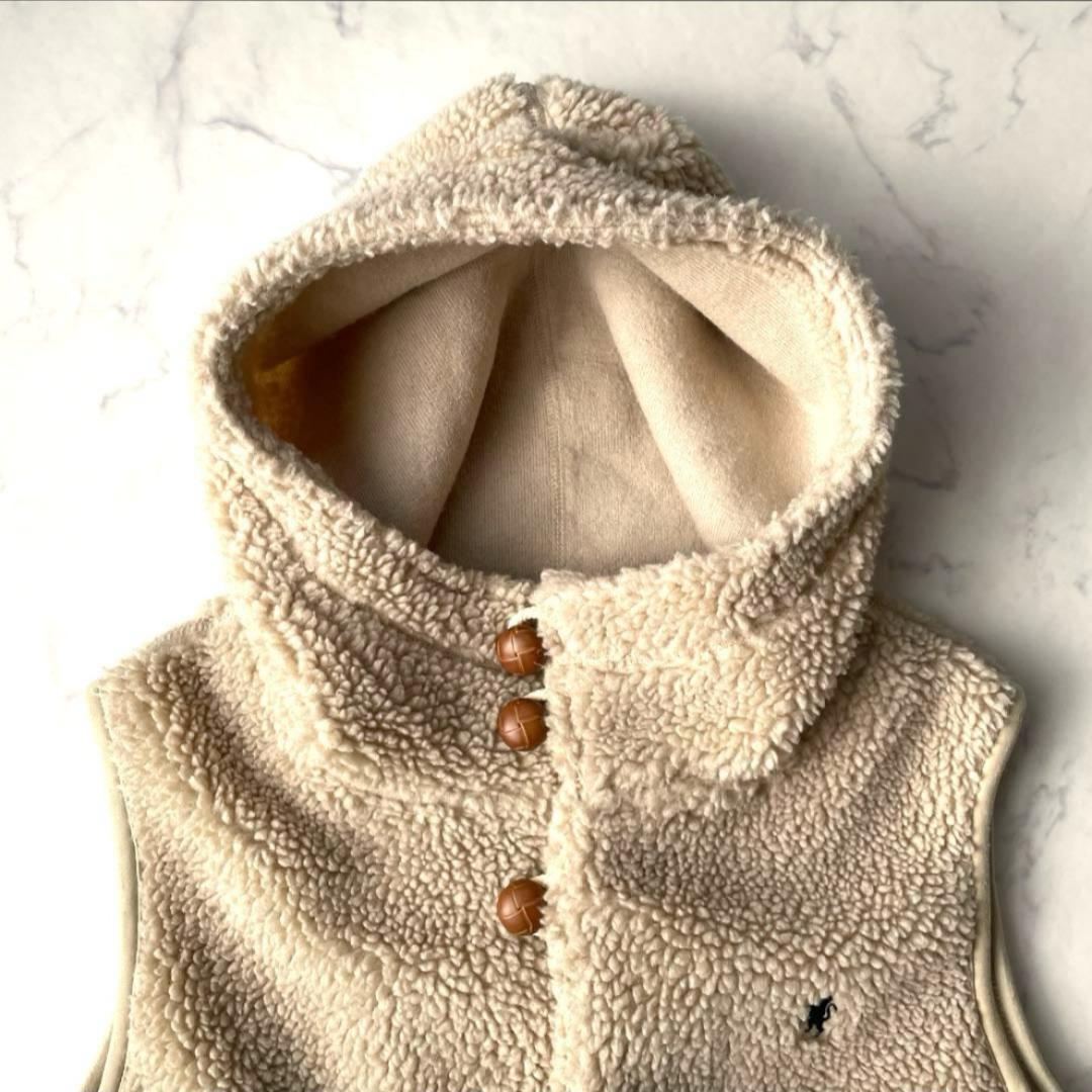 ジムフレックス ボア ベスト フード くるみボタン オフホワイト Mサイズ