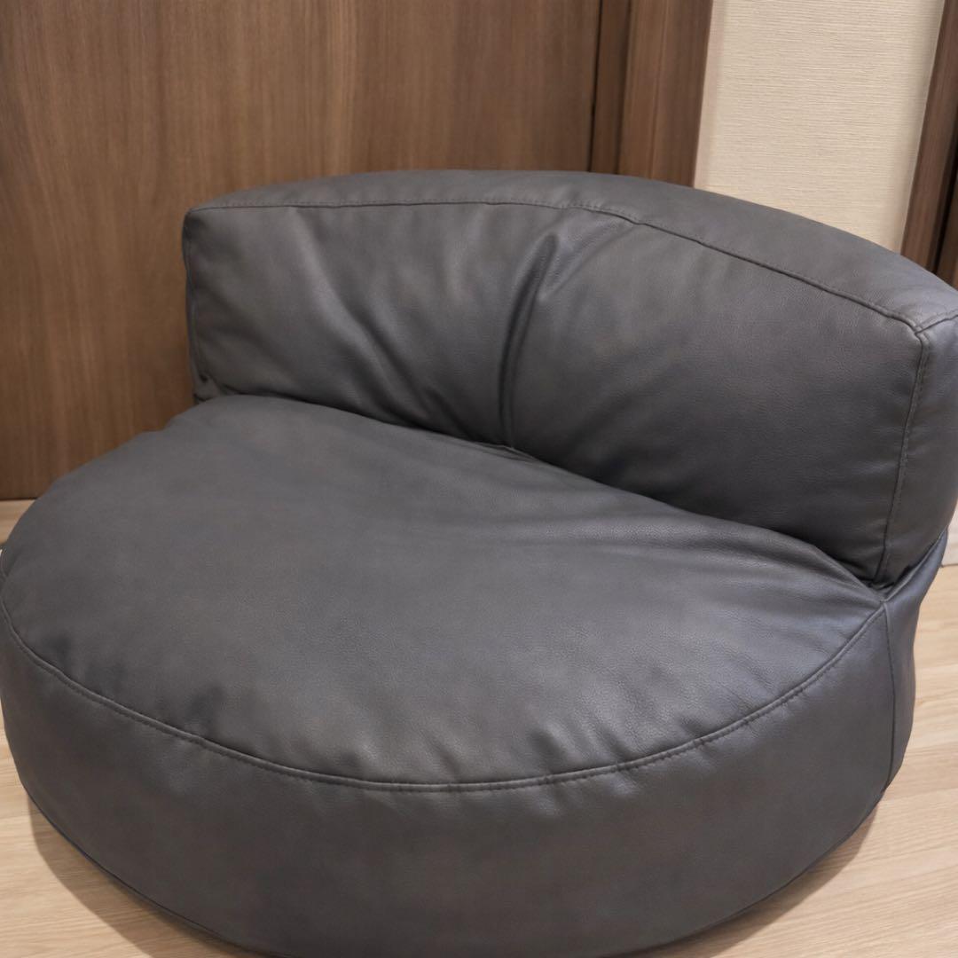チャコールグレー ビーズクッションソファ ラウンド型・韓国インテリア