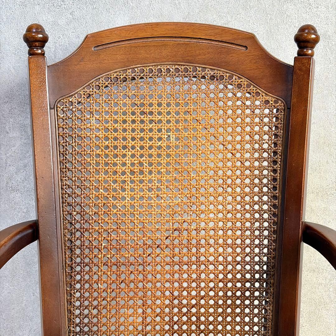ナガノインテリア ラタン 籐編み アームチェア ダイニングチェア 椅子 レトロ