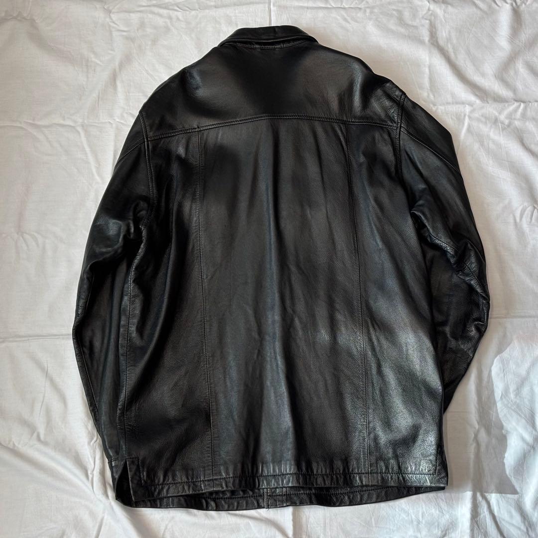 ヴィンテージ レザー シャツ ジャケット ブラック M〜L相当