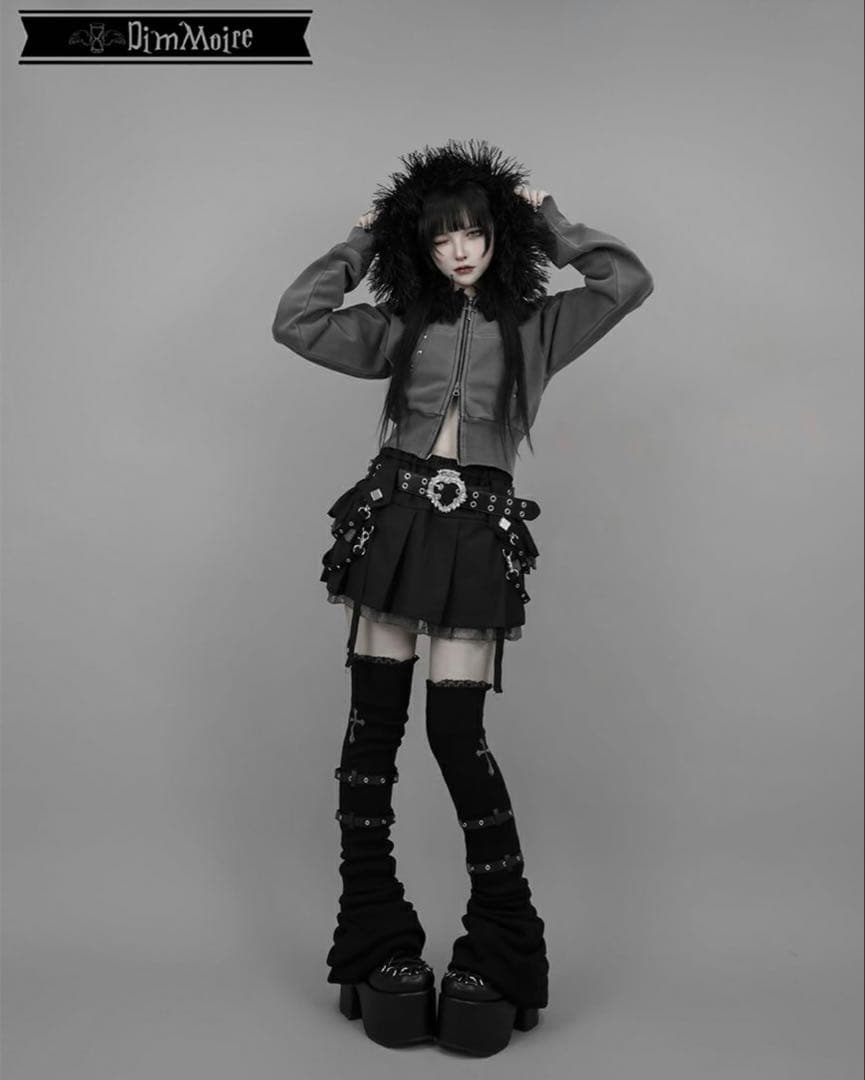 【未使用・タグ付き】DimMoire ファーフードGothicパーカー グレー