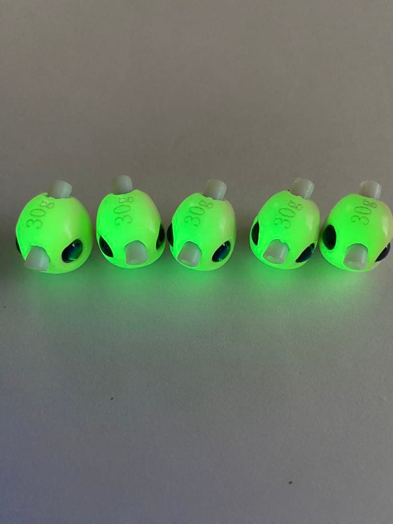 夜光グロー30g5個　タイラバ　鯛ラバヘッド　タングステン　ネクタイ　送料無料