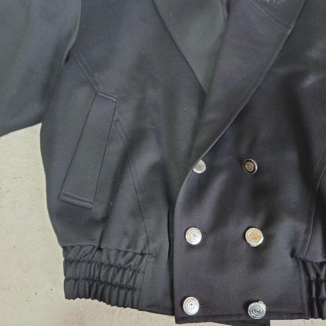 BLACK PIA ウール　短丈　ダブルライダース　刺繍　ライカ　Lサイズ 黒