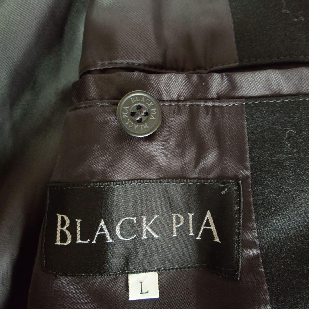 BLACK PIA ウール　短丈　ダブルライダース　刺繍　ライカ　Lサイズ 黒