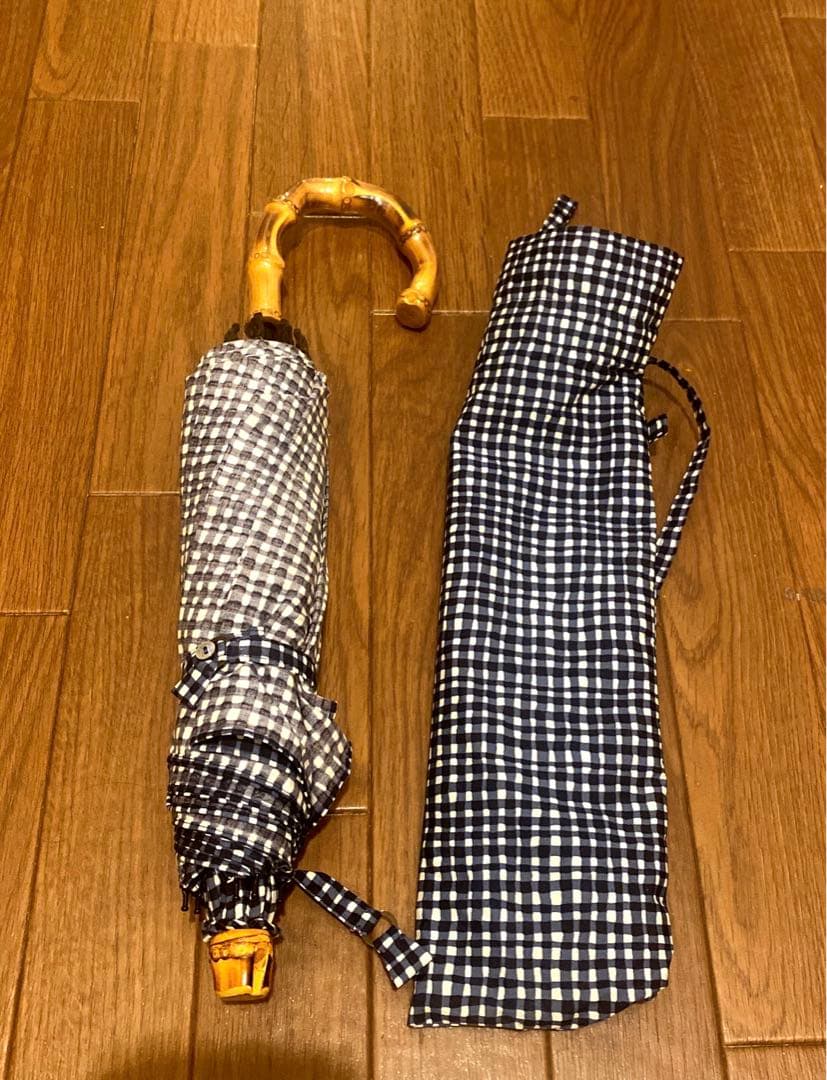 折りたたみ傘　晴雨兼用　チェック(青)