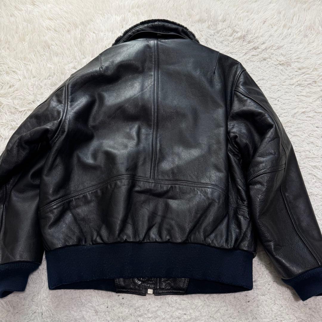 希少美品Lサイズ　YAMAHA g-1 レザージャケット　ボンバージャケット　黒