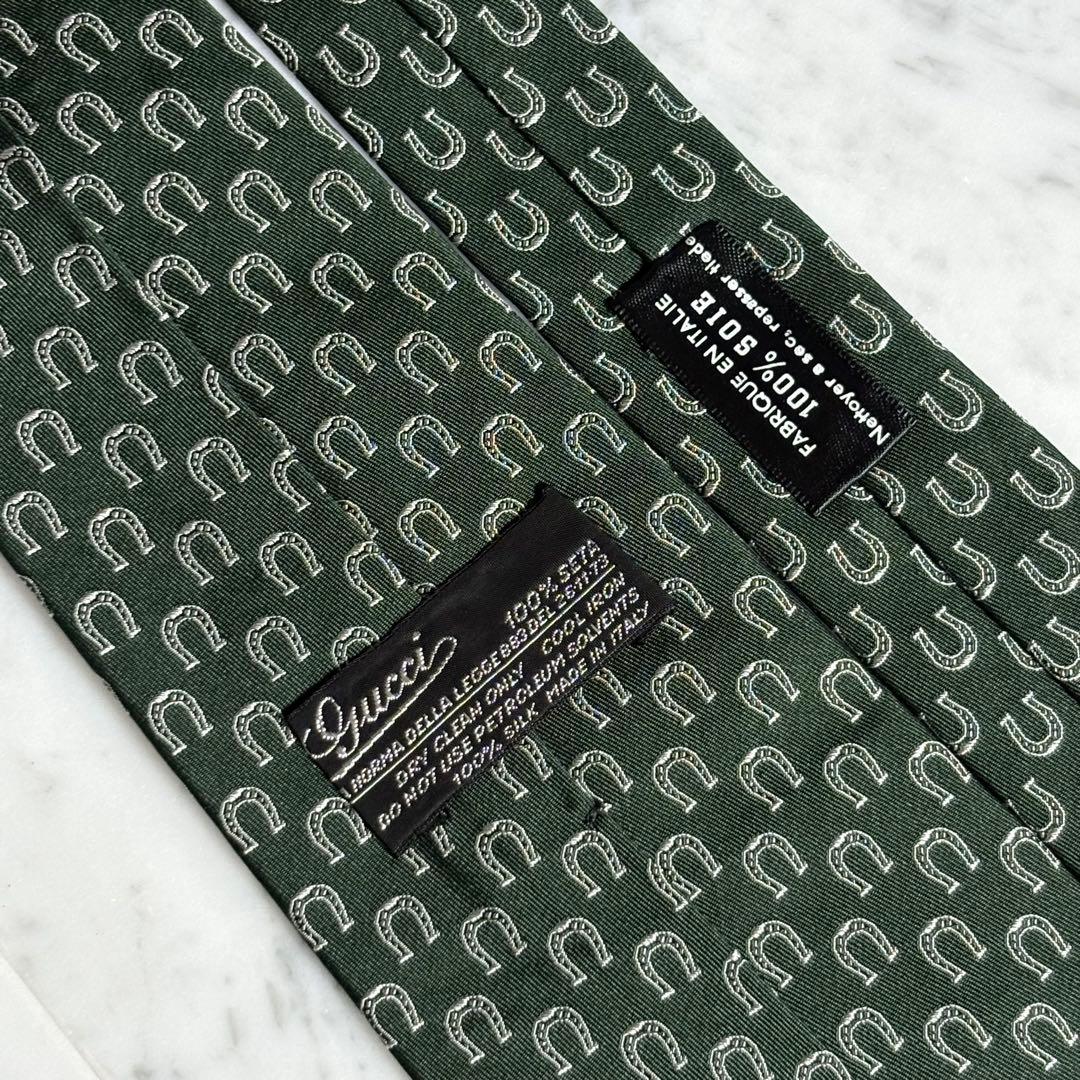 GUCCI ネクタイ グリーン 深緑 オールドグッチ 馬蹄柄