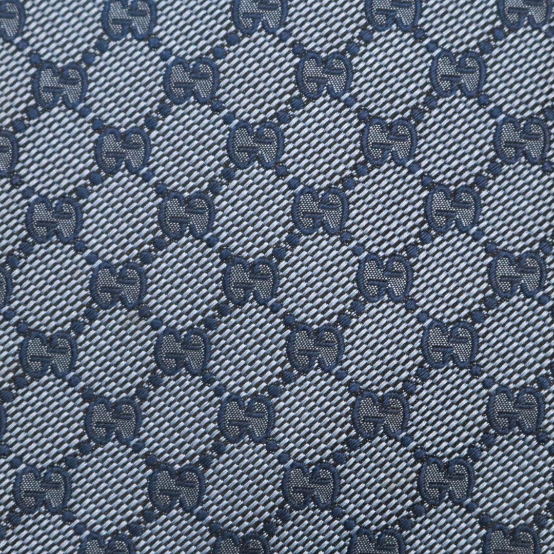 GUCCI ネクタイ　ブルー　 GG柄　パターン　ジャガード　シルク100％