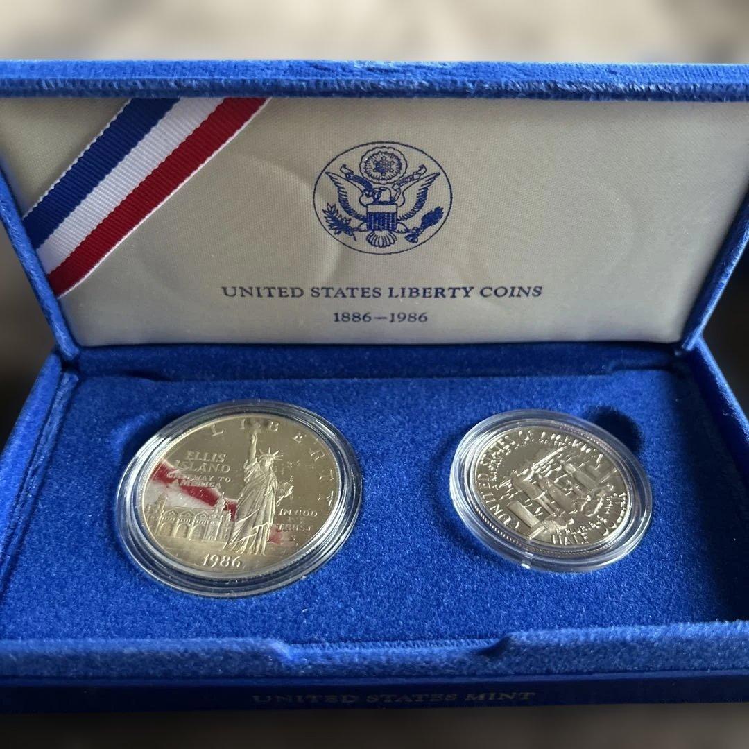 【銀貨】1986年 自由の女神 100周年記念 2種セット プルーフ硬貨