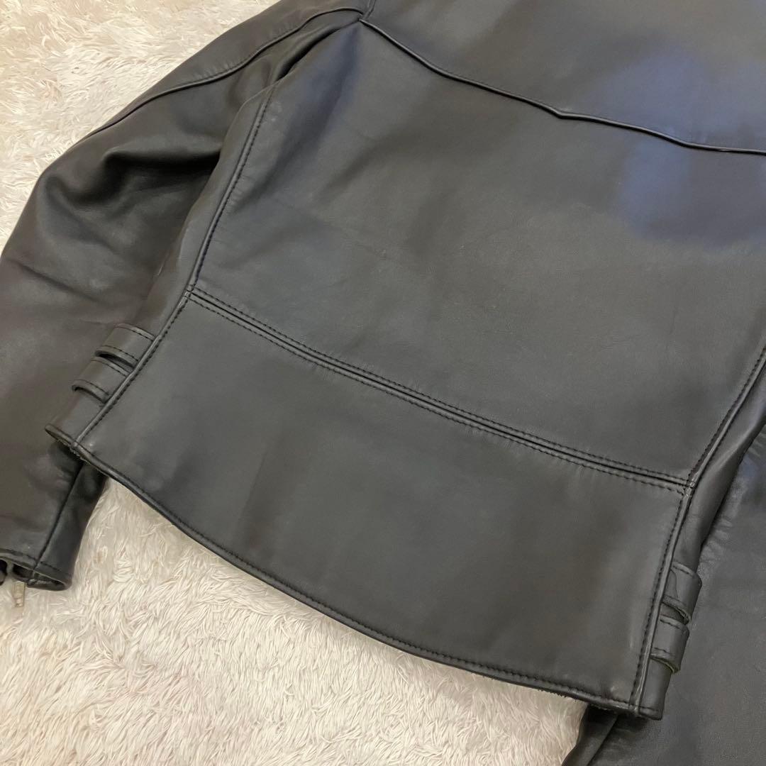 美品 希少32 英国製 666 Leather Wear ダブルライダース 黒