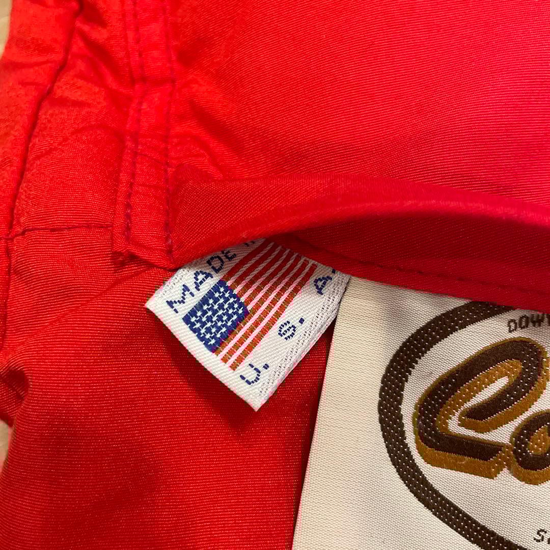 80's USA製 COMFY リバーシブル ダウンベスト 赤×黒 L