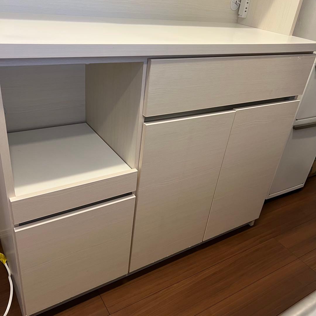 完成品 ホワイト キッチン 食器棚 引き出し ドア ホワイト レンジ台 大容量
