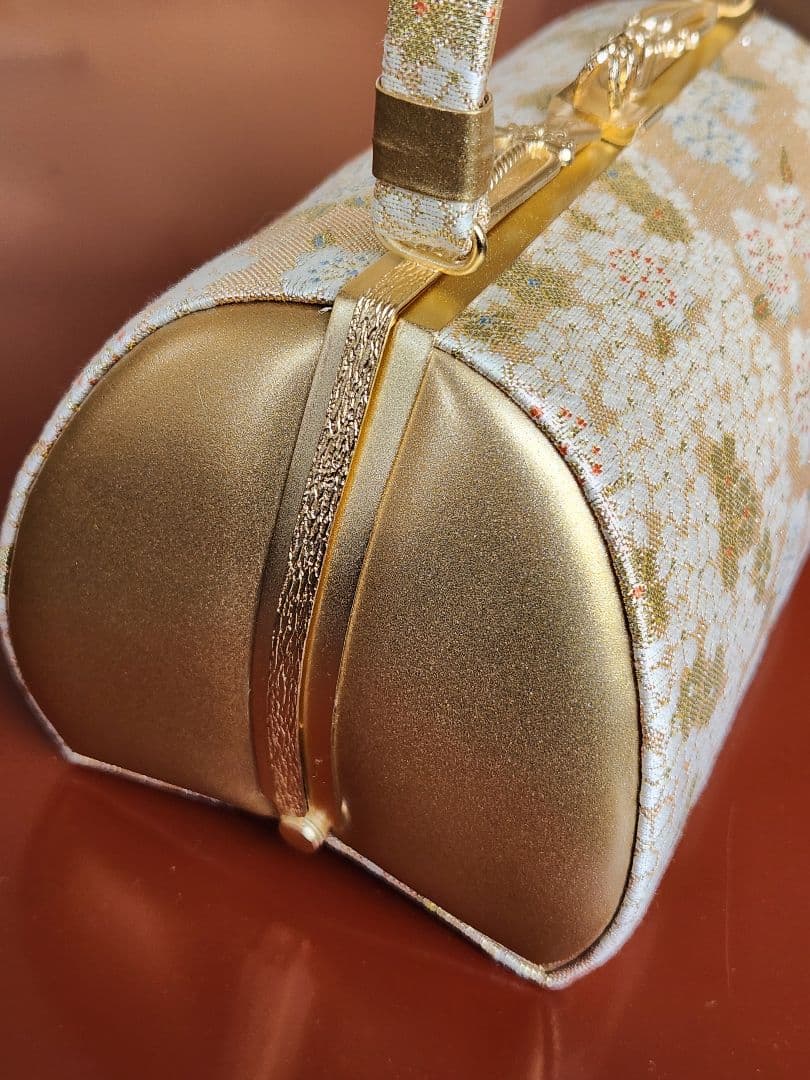 【美品＊】桜の和装バッグ　白　金