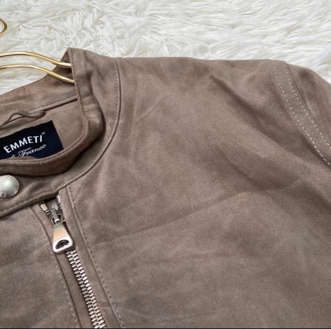 EMMETI ムートンジャケット グレージュ 48 スエード 干場