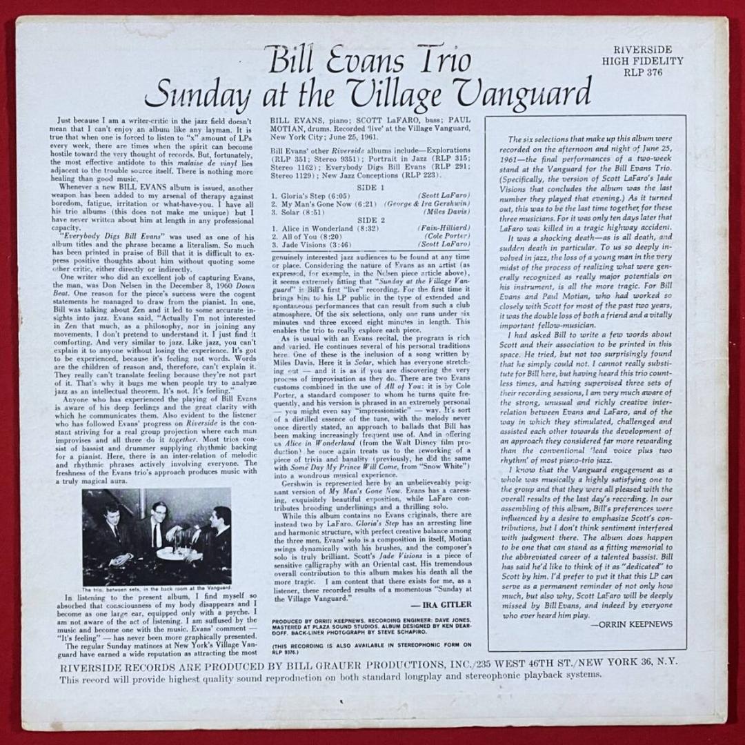 ★圧倒的名盤【USオリジナル／希少MONO／深溝／青大ラベル】ビル・エヴァンス
