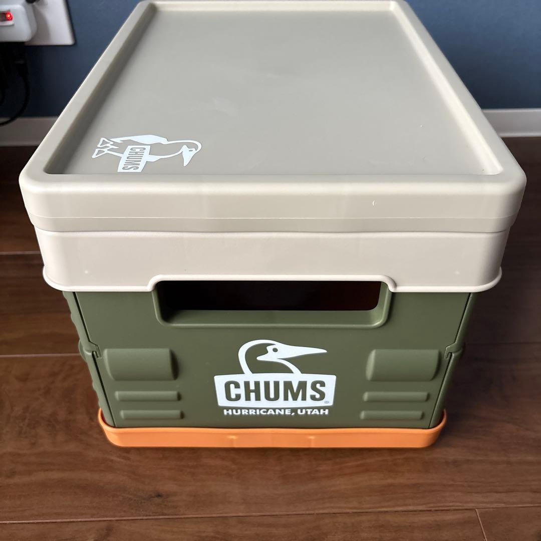 チャムス　キャンパーホールディングコンテナ＋テーブルセット　カーキS ※中古