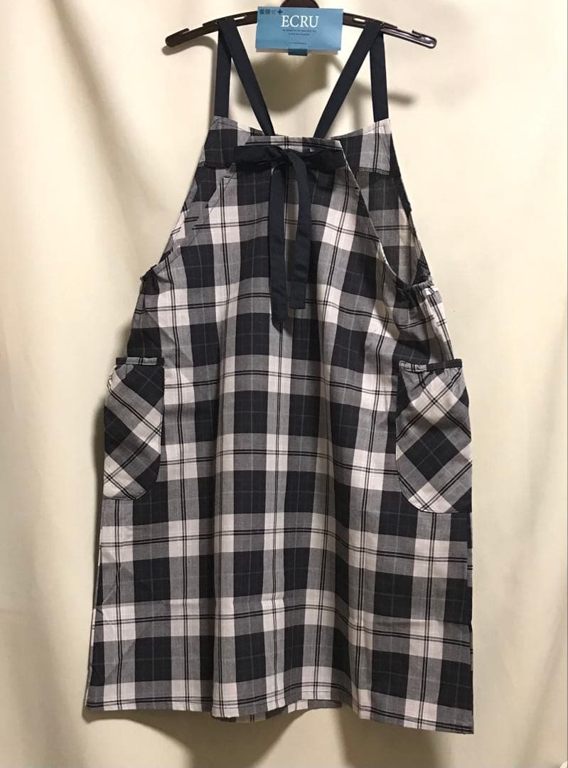 専用出品ECRU 先染め 吊紐 ワンピース エプロン チェック 新品未使用