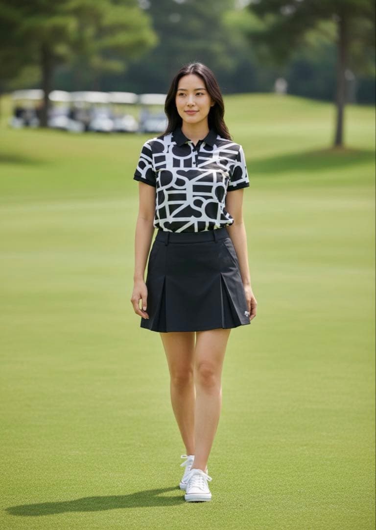 【DESCENTE GOLF】デサントセットアップ L 半袖ポロシャツ スカート