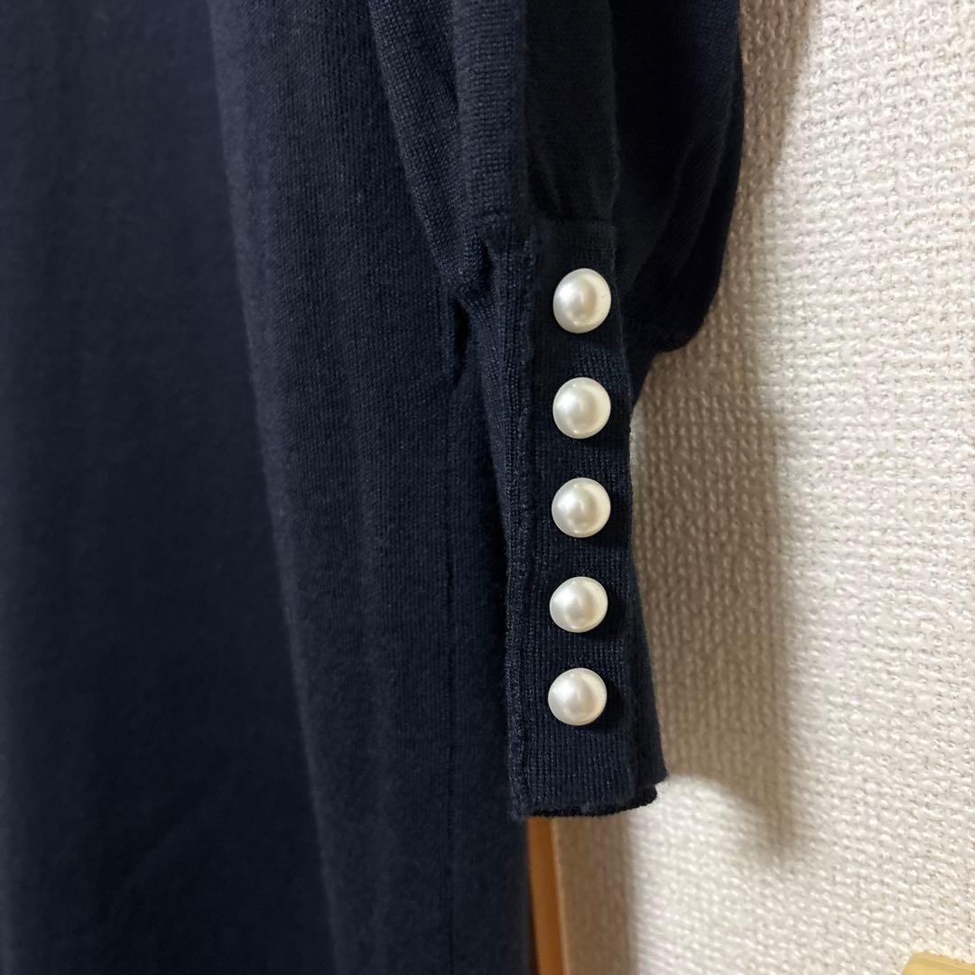 発送は24日⭐️23区⭐️ウールブレンド パール ニットワンピース（40）