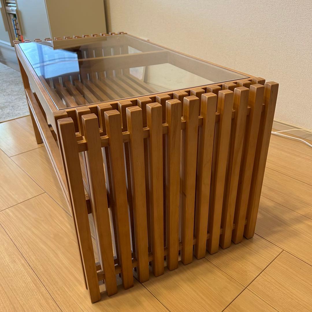 ガラステーブル おしゃれ ローテーブル 木製 北欧 ホテルライク