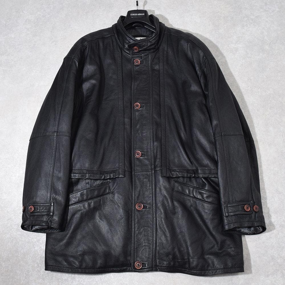 ドイツ老舗 CHRIST 鹿革 ディアスキン レザーフィールドコート 黒 52