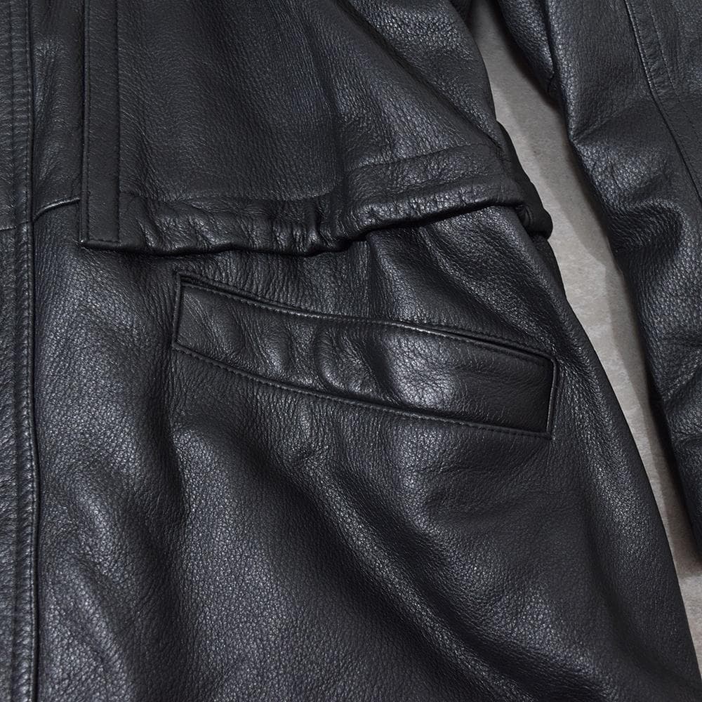 ドイツ老舗 CHRIST 鹿革 ディアスキン レザーフィールドコート 黒 52