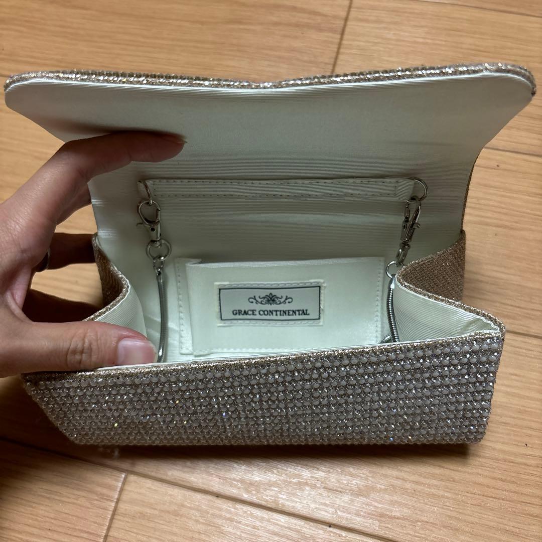 GRACE CONTINENTAL ビジュー クラッチバッグ シルバー