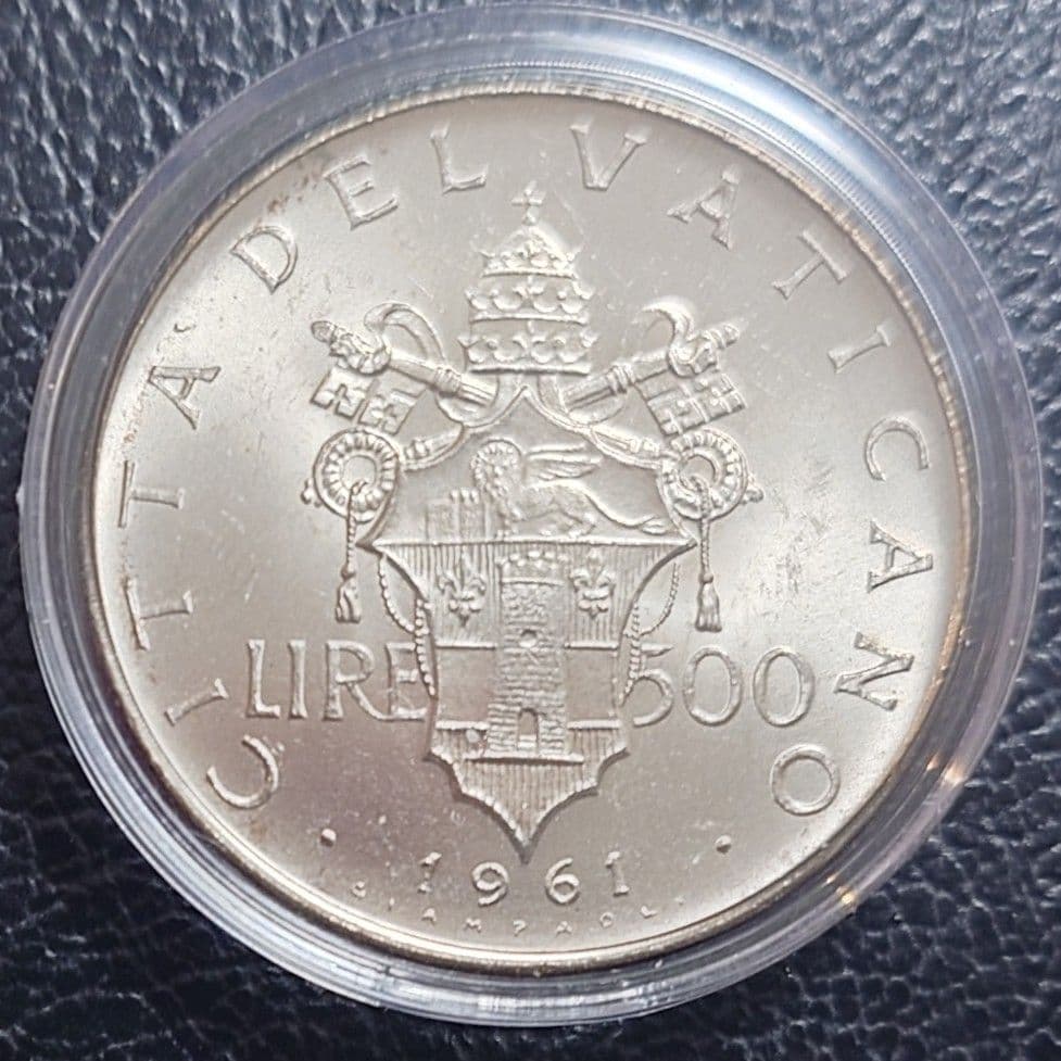 1958年 バチカン市国銀貨 500リラ ピウス12世教皇銀貨silver835