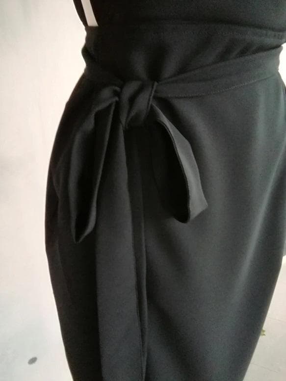 【日本製】S~3L ツイルストレッチ 黒 茶道お稽古用エプロン127100-28