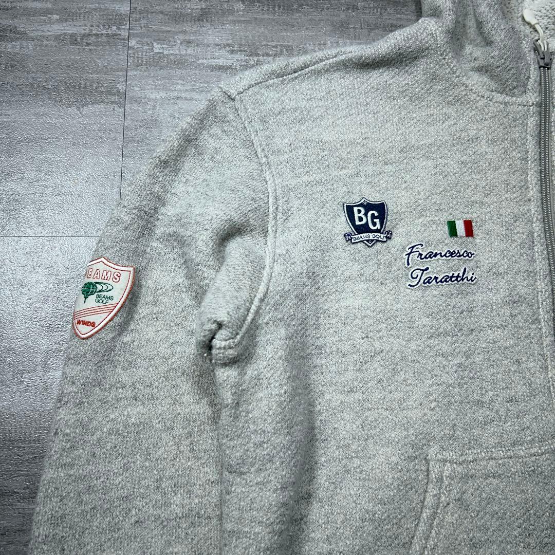 BEAMS GOLF ビームス ゴルフウェア ジップパーカー ロゴ グレー L