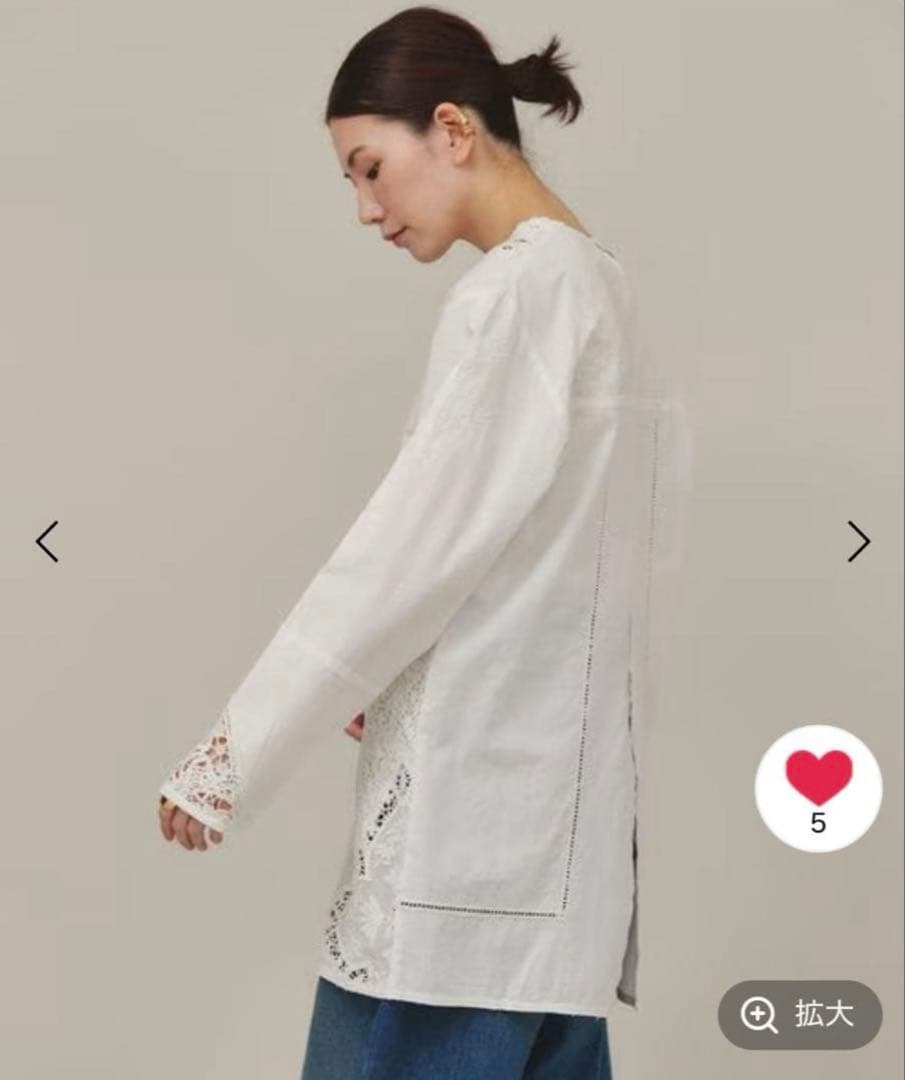 Curensology コットンバテンレースブラウス