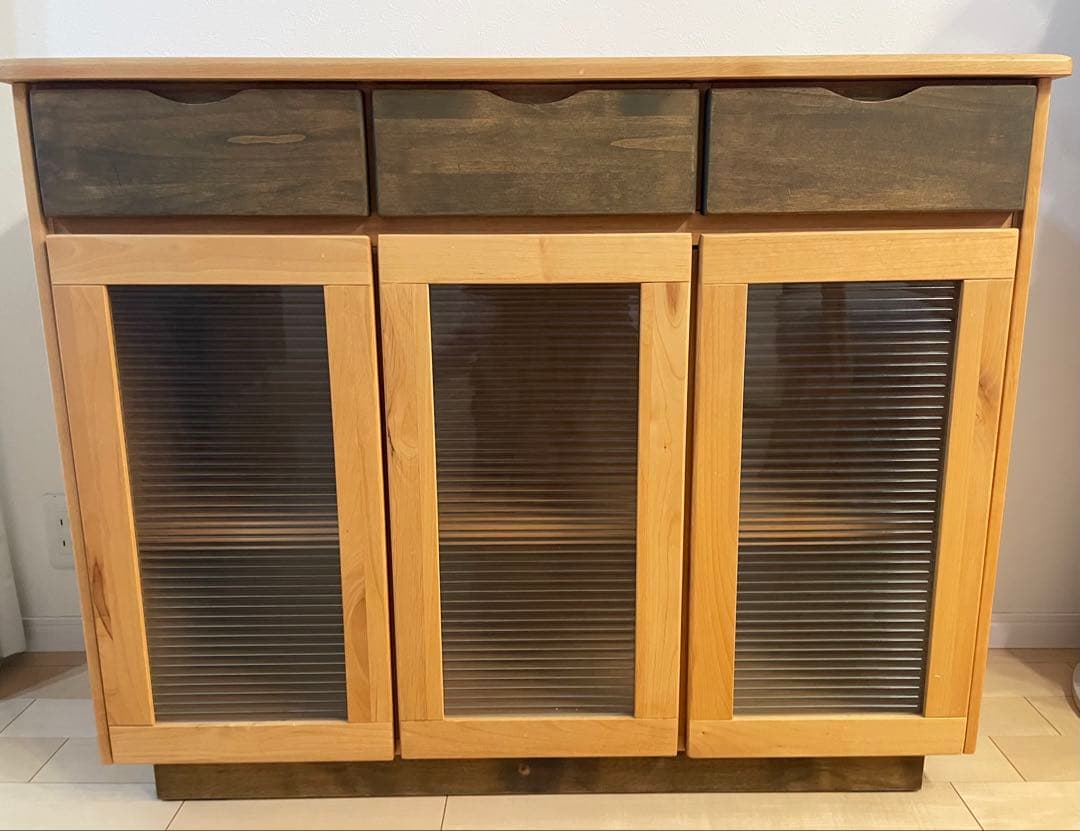 木製 食器棚 ナチュラルウッド 引き出し付き