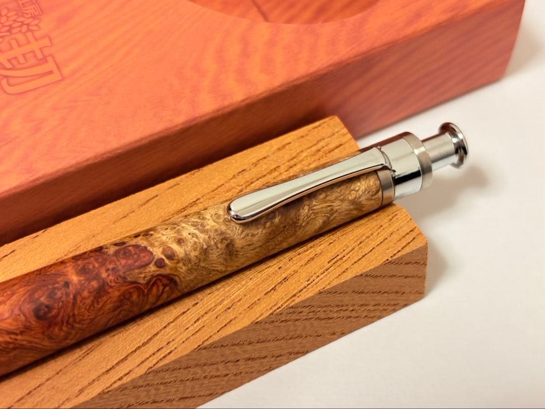 【真鍮パイプ】工房楔 花梨紅白 こぶ杢 シャープペンシル 0.5mm ペンシル楔