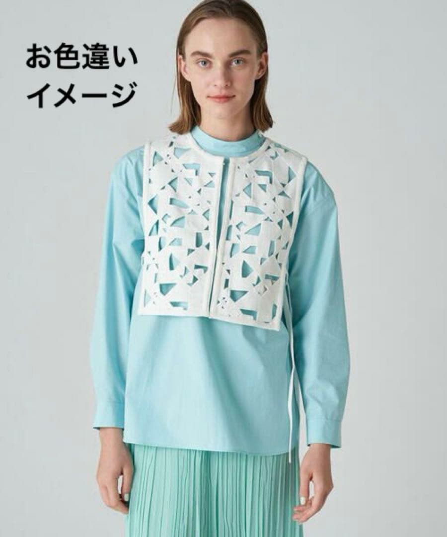 美品 ボールジィ モザイクモチーフエンブロイダリー ショートジレ ブラック