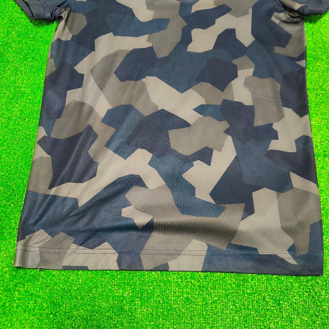 J.LINDEBERG GOLF 迷彩柄 半袖ポロシャツ S グレー×ネイビー