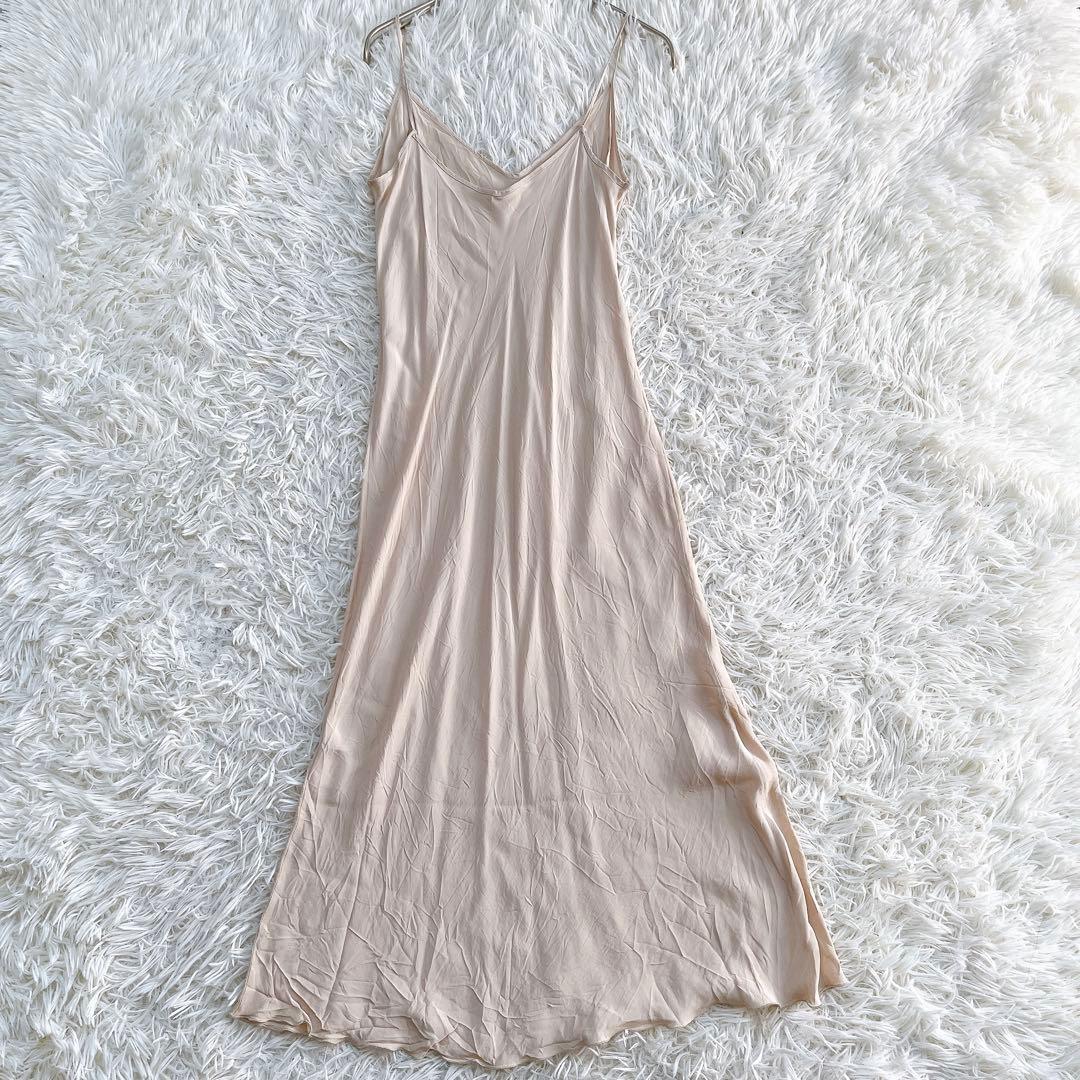 【美品】マックスマーラ ロングワンピース シルク100% 白タグ リボンベルト