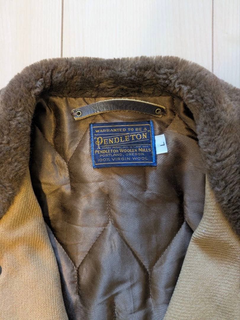 40s Pendleton ベージュ ファー襟ジャケット