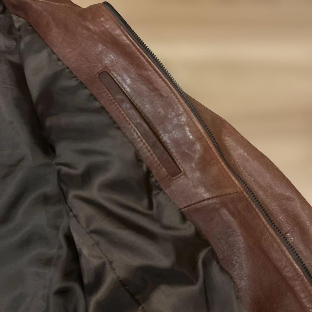 売切りセール！セーブルクラッチ　ブラウンレザー シングルライダースジャケット